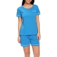 thumbnail image 4 of Women Plus Short Sleeve Pj Set,2-Piece Female Pant Set,Sleepwear Set Loungewear,Blue-L, 4 of 9