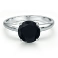 thumbnail image 3 of Gem Stone King 900 Platinum Black Onyx Engagement Ring for Women | 1.65 Cttw | Round 8MM | Gemstone December Birthstone | Size 8, 3 of 6