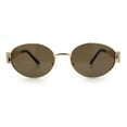 thumbnail image 4 of Classic 90s Oval Metal Rim Thick Mid Temple Fashion Sunglasses Gold - Brown, 4 of 8