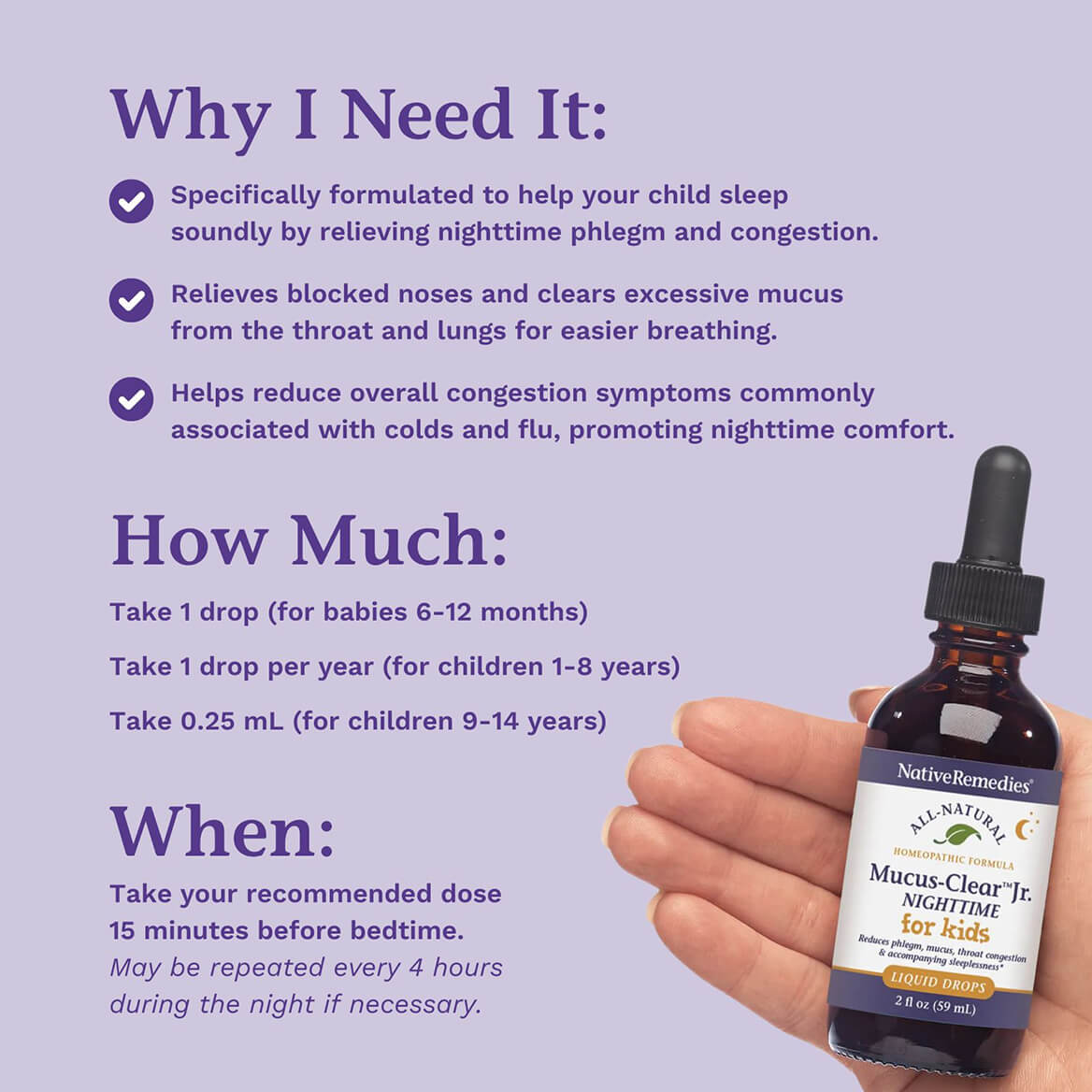 NativeRemedies Mucus-Clear Jr. Nighttime - Temporarily Relieves Mucus Congestion in Children