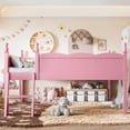 thumbnail image 4 of Harper & Bright Designs Full Loft Bed with Side Book Shelf, Solid Wood Low Loft Bed Frame with Full-Length Guardrails and Ladder for Boys Girls, Pink, 4 of 15