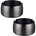 thumbnail image 1 of ZHAOCHENG Cenicero negro práctico de alta calidad de 2 piezas Cenicero grueso a prueba de viento Cenicero doméstico de acero inoxidable negro Antideslizante Portátil Resistente a caídas para interior, 1 of 5