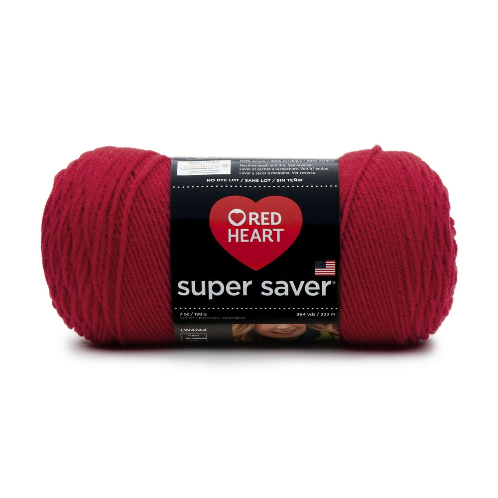 Red Heart Super Saver Jumbo Yarn, Cherry Red,14oz(396g),Medium,Acrylic