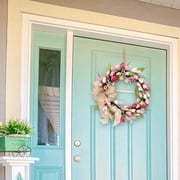 Flower Wreath for Front Door 17.72-inch Tulip Wreath, Outdoor Mother's Day and Valentine's Day Wreath, Perfect for Front Door Holiday Decor, Pink