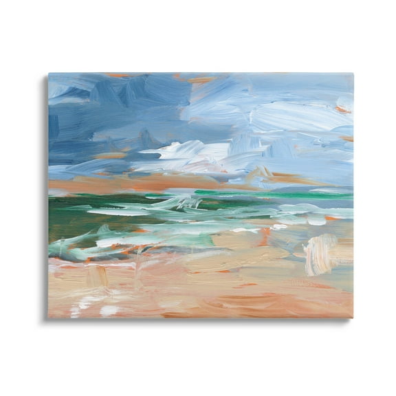 Abstract Beach Nautical Scenery Landscape Painting Gallery Wrapped Canvas Print Wall Art