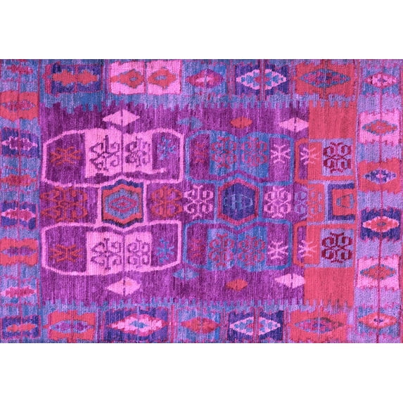 Ahgly Company Indoor Rectangle Abstract Purple Modern Area Rugs, 8' x 10'