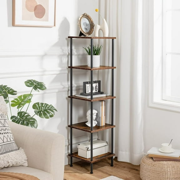 YEXJ 5-Tier Corner Shelf Stand Display Shelf Storage Plant Stand Bookcase