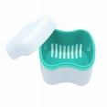 thumbnail image 1 of Toothpaste Denture Cup Bath Box Case With Strainer Basket Retainer Case Soaking Container Denture Cleaning Cup For Upper And Lower(Light Green), Tooth care for Women, 1 of 3