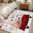 thumbnail image 5 of Rectangle Area Rug 4x6ft, Valentine's Day Red Truck Roses Wood Grain Non-Slip Non-Shedding Floor Mat, Love Balloons Washable Sturdy Carpet for Living Room Bedroom Home Decor, 5 of 9