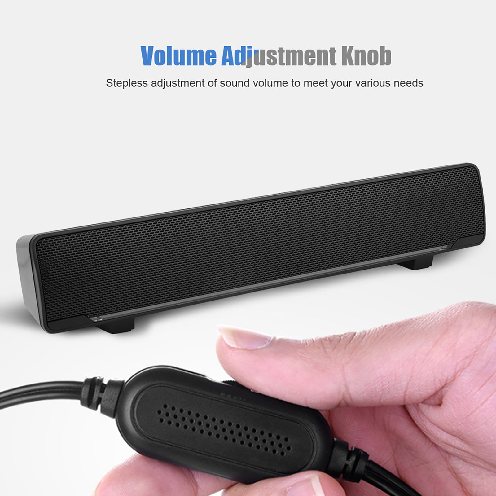 12.6 x 2.5 x 2.7 inch USB Wired Stereo Soundbar Music Player Bass Surround Sound Box with 3.5mm Input for Desktop Laptop TV Smartphone Tablet PC MP3 MP4 Black Wired Speakers Black