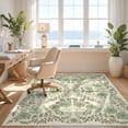 thumbnail image 3 of Design&I 5'x7' Washable Area Rug Snag-Free, Skid-Resistant Sage Cream Farmhouse Trailing Vine Delicate Sprigs Bathroom Waffle for Dining Room, Under Table, Home Office, 3 of 7