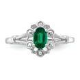 thumbnail image 5 of Sterling Silver Rhodium-plated Created Emerald & Diamond Ring, 5 of 6
