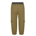 thumbnail image 6 of Green Capri Pants for Women's Color Blocking Elastic Waist Multi Pocket Loose Work Casual Pants Sweatpants Womens Fashion, 6 of 6