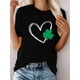 thumbnail image 1 of St. Patrick's Day Heart-shaped and Shamrock Graphic Casual Crewneck Sport T-shirt, Short-sleeved Stylish Fitness Top, Women's Sportswear, 1 of 6