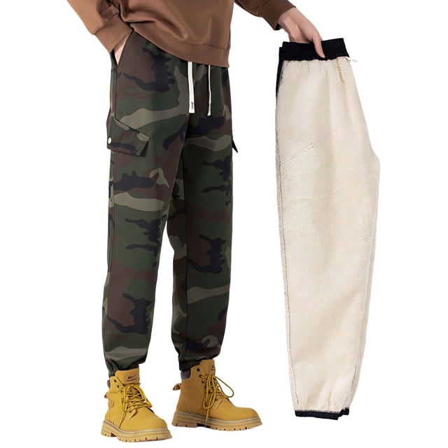 YDLCAFD Mens Cargo Pants With Pockets Work Men'S Large Size Loose Overalls Pants Fall And Winter Padded And Thickened Paratrooper Casual Drawstring Pants