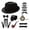Black, variant on 14Pcs Men’s 1920s Costume Accessory Kit Vintage Set with Hat, Pre-Tied Bow Tie, Necktie, Suspenders, Chain Pocket Watch, Fake Pipe, Cufflinks & Faux Mustaches for Roaring 20s Party, Halloween Cosplay