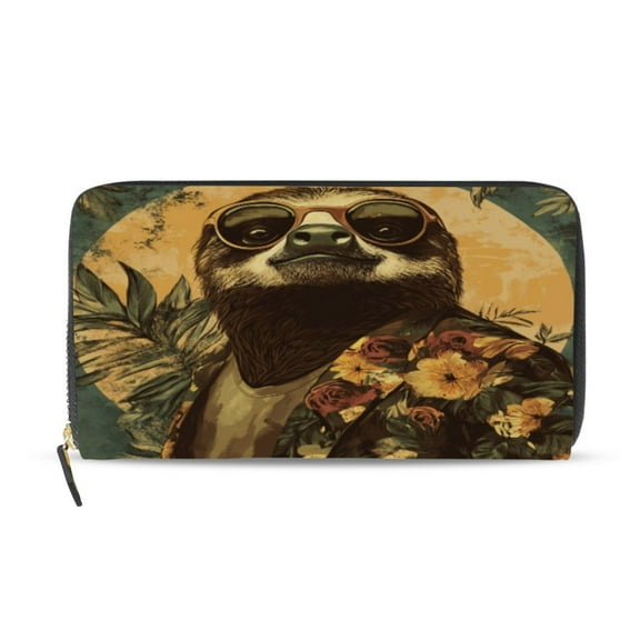 Qxltty Fashion Sloth Pattern Women's Leather Wallet Fashion Retro Multi Card Holder with Cell Phone Pocket Mothers Day Gifts