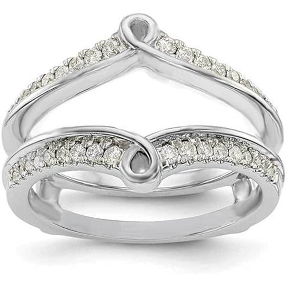 beryl_creation Women's 925 Sterling Silver 1.85 Ct Round Cut White Diamond Engagement Wedding Enhancer Guard Wrap Ring 14K White Gold Plated -5.5