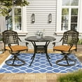 thumbnail image 6 of VIVIJASON 3-Piece Patio Bistro Set, Outdoor All-Weather Cast Aluminum Furniture Dining Set, Include 2 Swivel Chairs and 34.5" Round Table w/Umbrella Hole for Balcony, Lawn, Garden, Antique Bronze, 6 of 7