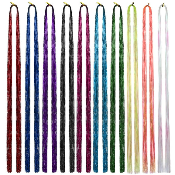 SEWCHICS 20 Pcs Assorted Color Hair Strings for Decoration, Shiny Synthetic Fiber with Ample Length for Stylish Hair Accessories