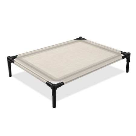 Vintage Grey Checkered Elevated Dog Bed Country Rustic Minimalist Farmhouse Gray Grid Cooling Breathable Outdoor Raised Dog Cot Bed with Metal Frame Non-Slip Feet for Medium Dog 24x20in