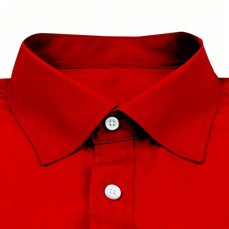 Jewelreauty Dress Shirts for Men Slim Fit Long Sleeve Button Up Blouses Solid Color Business Casual Outfits Collared Tops (S, Red), Men's, Size: Small