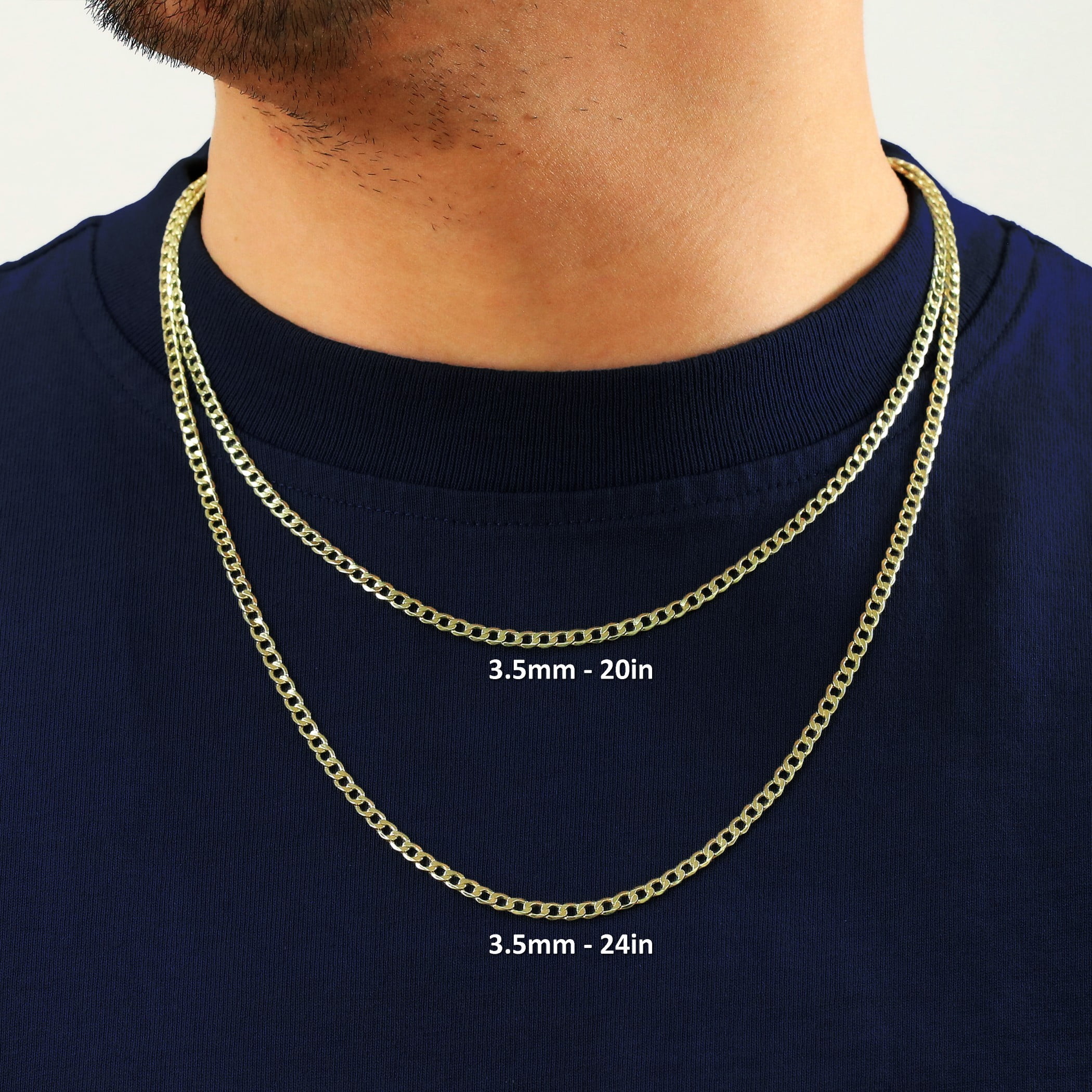 Nuragold 14k Real Yellow Gold Cuban Curb Link 3.5mm Chain Necklace (16"-30") Italian Jewelry for Men & Women