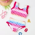 thumbnail image 3 of Hotiary Toddler Baby Girl Swimsuit Two Piece Set Kids Fish Scales Print Bathing Suit Mermaid Swimwear Bikini Beach Wear Family Swimsuits Matching Set for 2 Years-X-Large, 3 of 8