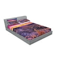 thumbnail image 2 of Ambesonne Nature Fitted Sheet & Pillow Sham Set, Sunrise Sky Horizon Dusk, Queen, Purple Blue, 2 of 2