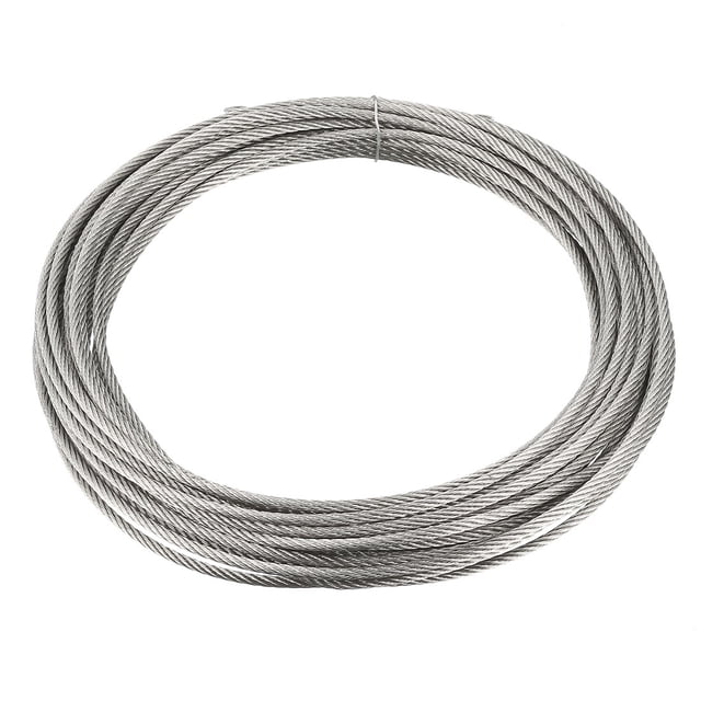 Unique Bargains 2mm Dia 7.5m 24.6ft Length 304 Stainless Steel Wire Rope Cable Uncoated for Hoist Pulley Wheel
