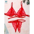 thumbnail image 3 of Deago Women Sexy Lingerie Nightwear Two Piece Babydoll Bra Panty G-String Underwear Set (Red, L), 3 of 6