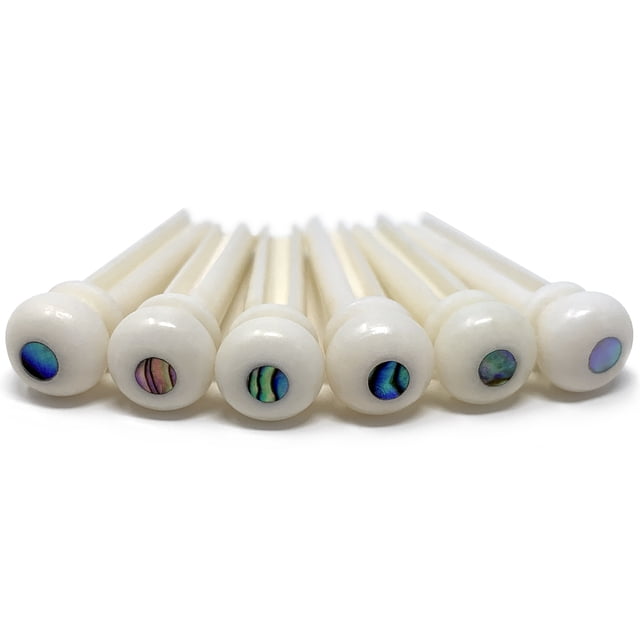 Crosby Slotted Pure Bone Bridge Pins with Abalone Dot Inlay for 6 & 12 String Acoustic Guitar