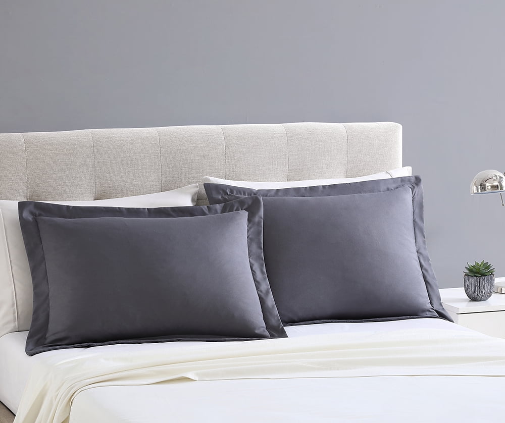 Mainstays Grey Flange Microfiber Shams Standard Shams 2 Count Walmart