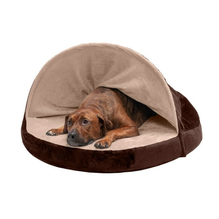 UPC: 0842229101966 | FurHaven Pet Products Microvelvet Snuggery Memory Top Foam Pet Bed for Dogs & Cats – Espresso  35  Base