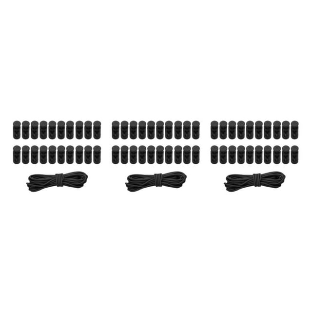 tamizeot Versatile Pack of 20 Plastic Cord Locks with Spring Loaded Slider and Bungee Cord Style Black Style 2 3Set