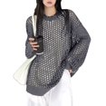 thumbnail image 3 of HBFAGFB Chandails à Manches Longues pour Femmes Col Rond Chandail en Maille Hauts Tendance Blouse Gris Taille Unique, 3 of 5