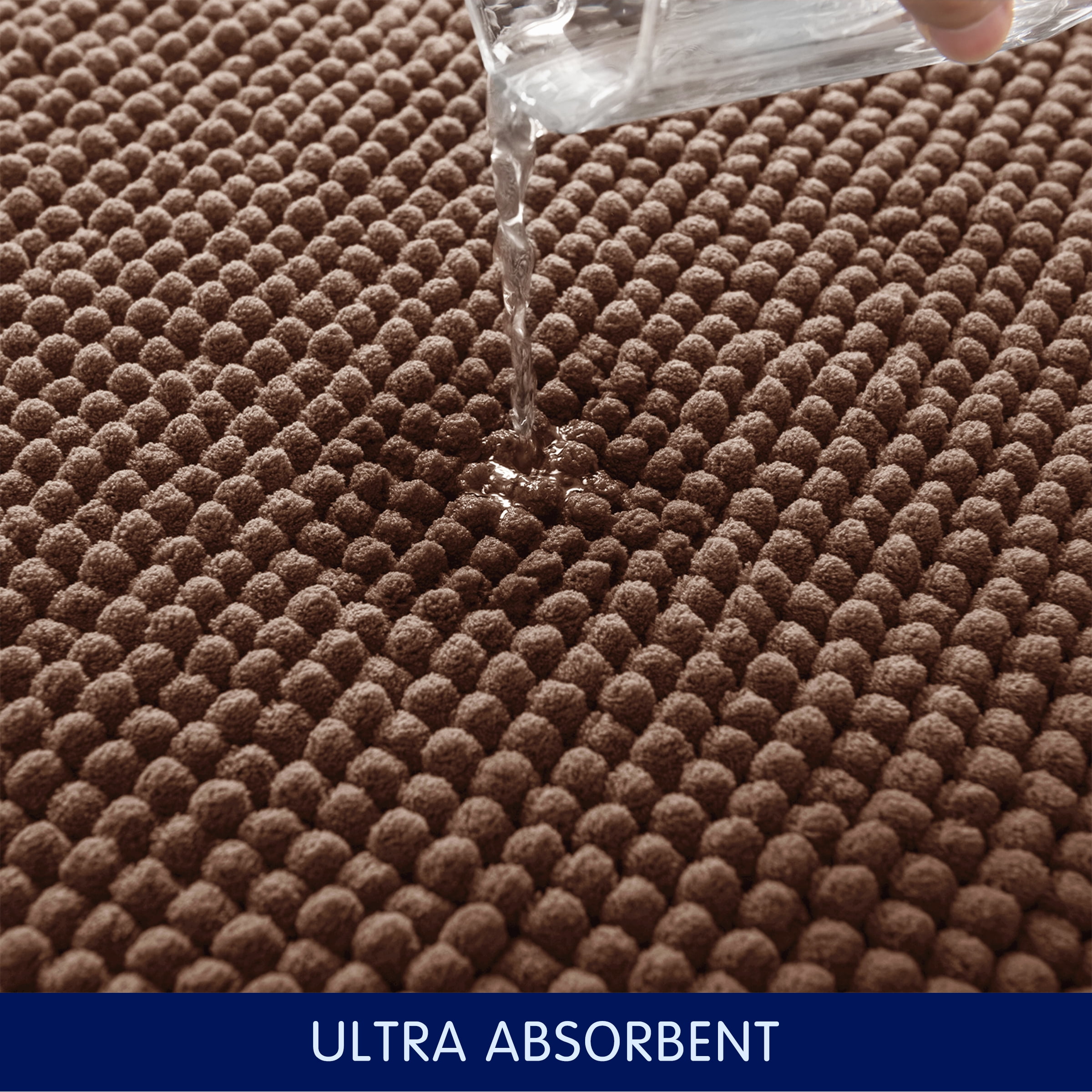 Subrtex Chenille Bathroom Rugs，Extra Soft and Non Slip Bath Mats Runner，Thick Rubber Backing Washable Shower Bathtub Rugs & Home Decor Accessories (Brown,24"*60")