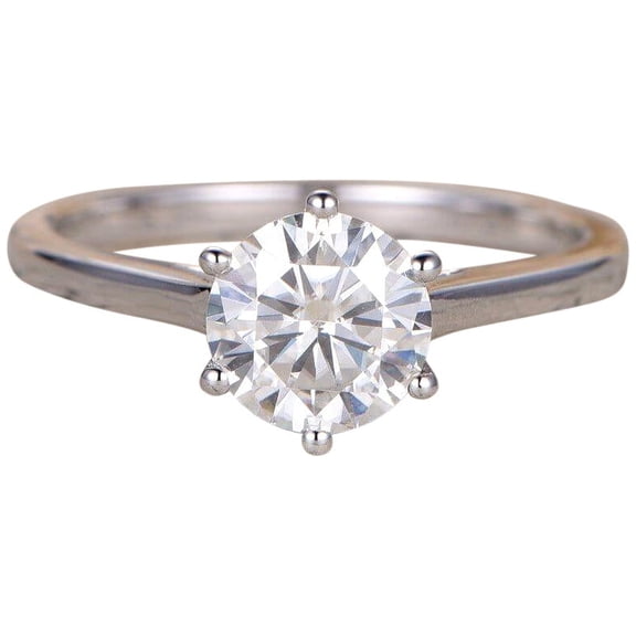 Classic Round Cut Solitaire 1 Ct Man made diamond moissanite Engagement Ring with 18k Gold Plating