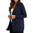 thumbnail image 3 of Women'S Open Front Knit Cardigan Sweater Long Sleeve with Pocket Navy Blue XL, 3 of 9