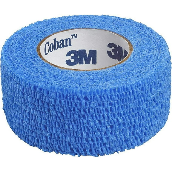 3M 1581B Coban Self-Adherent Wrap 1 in. x 5 yd. Blue (2 Rolls)