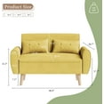 thumbnail image 2 of Vongrasig 47" Small Modern Loveseat Sofa, Mid Century Linen Fabric 2-Seat Sofa Couch Tufted Love Seat with Back Cushions and Tapered Legs for Living Room, Bedroom and Small Space (Yellow), 2 of 8