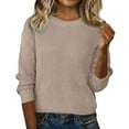 thumbnail image 2 of Womens Sweaters Women's Sweater 2026 Fall Winter Crew Neck Long Sleeve Warm Soft Knitted Pullover Khaki XL, 2 of 7