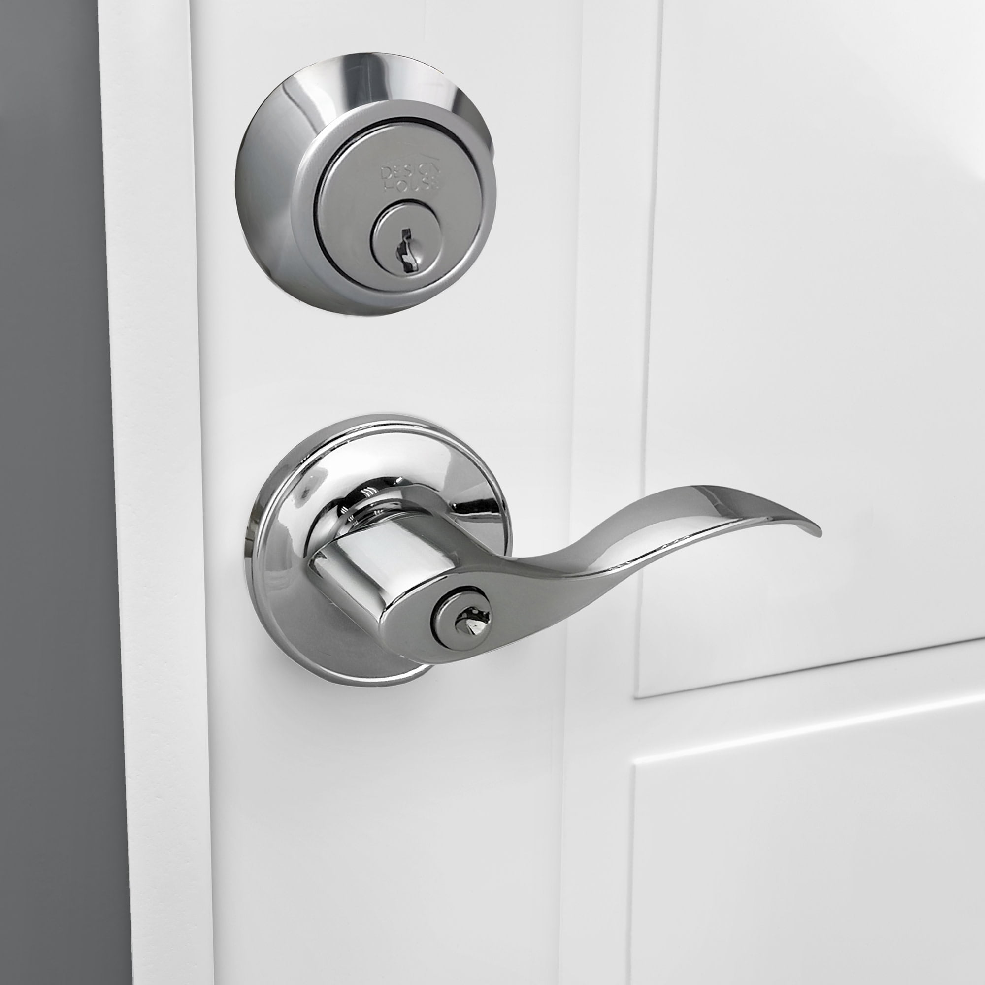 Design House Pro Deadbolt 2-Way Single Cylinder Deadbolt with Latch, Polished Chrome