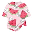 thumbnail image 5 of Faraee Girls 2 Piece Clothes Cute Floral Print Twist Front Short Sleeve Top and Bell Bottom Pants Set Kids Casual Summer Outfits 7-12 Years Red, 5 of 7