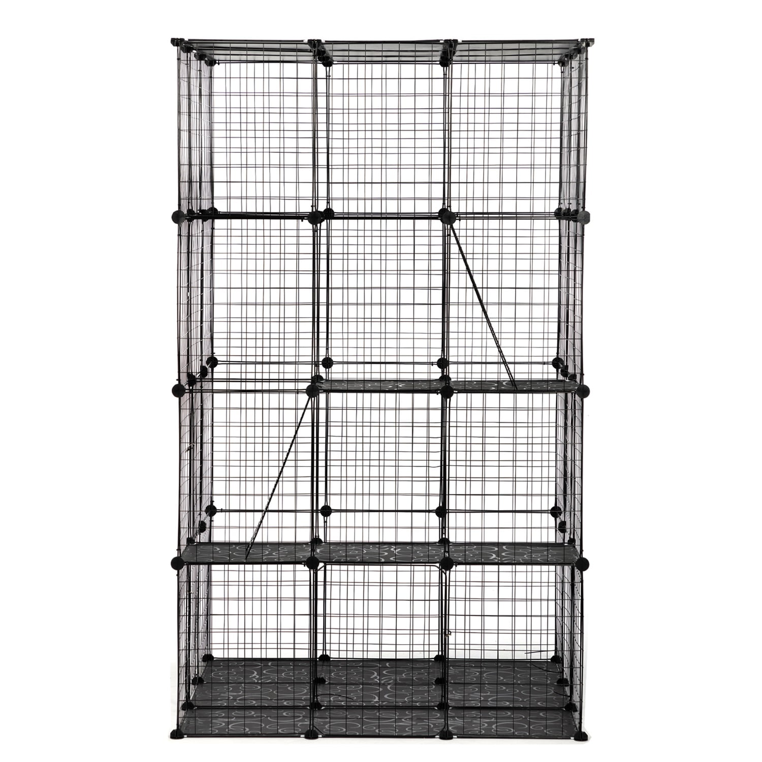 Pefilos 72" Large DIY Cat Crate for Indoor, 3-Tier Wire Cat Cage, Cat Playpen with 3 Platforms, 3 Ramp Ladders and 4 Doors kitten, Black Pefilos 72" Large DIY Cat Crate for Indoor, 3-Tier Wire Cat Cage, Cat Playpen with 3 Platforms, 3 Ramp Ladders and 4 Doors kitten, Black