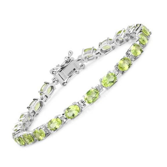Genuine Oval Peridot Bracelet in Sterling Silver