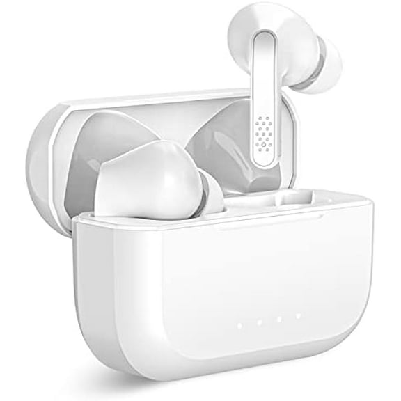 A3 True Wireless Earbuds Bluetooth 5.3 Headphones Noise Cancelling Waterproof Stereo Earphones with Microphone in-Ear Touch Control Headset with Deep Bass for iPhone, Android (White)