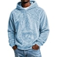 thumbnail image 2 of TKKCS Mens Fuzzy Fleece Pullover Hoodie Loose Fit Winter Warm Long Sleeve Soft Casual Hooded Sweatshirt Light Blue 3XL, 2 of 6