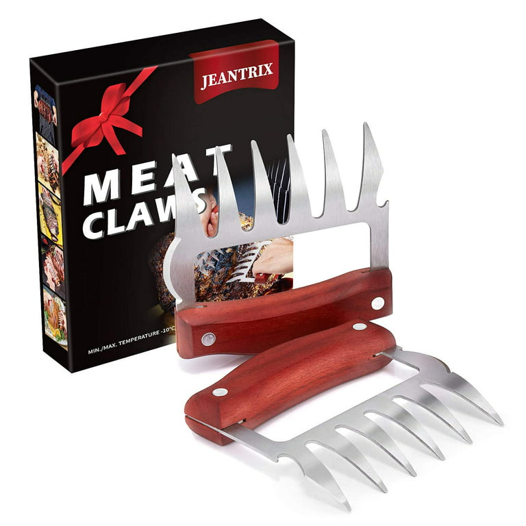 JEANTRIX Meat Claws,Meat Shredder Claws, Stainless Steel BBQ Meat Claws for  Shredding Meat with Wood Heat Resistant Handle (Gules)