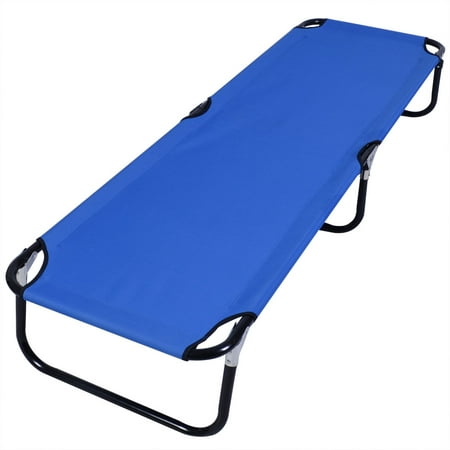 Gymax Blue Folding Camping Bed Outdoor Military Cot